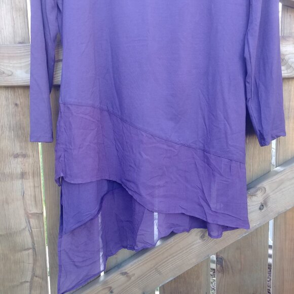 Zeaberg purple asymmetrical hemline tunic top stretch purple modal size … - Picture 3 of 12